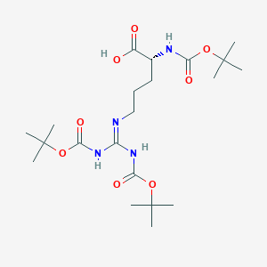 molecular formula C21H38N4O8 B8089887 (R)-2-((tert-Butoxycarbonyl)amino)-5-((2,2,10,10-tetramethyl-4,8-dioxo-3,9-dioxa-5,7-diazaundecan-6-ylidene)amino)pentanoic acid 