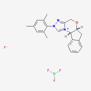 molecular formula C21H22BF4N3O B8089905 (5aR,10bS)-2-Mesityl-5a,10b-dihydro-4H,6H-indeno[2,1-b][1,2,4]triazolo[4,3-d][1,4]oxazin-2-iumtetrafluoroborate 