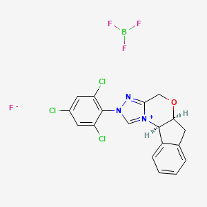 molecular formula C18H13BCl3F4N3O B8089939 (5aS,10bR)-2-(2,4,6-trichlorophenyl)-5a,10b-dihydro-4H,6H-indeno[2,1-b][1,2,4]triazolo[4,3-d][1,4]oxazin-2-iumtetrafluoroborate 