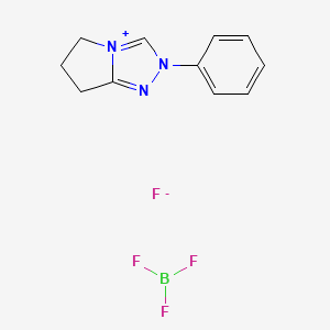 molecular formula C11H12BF4N3 B8089944 6,7-Dihydro-2-phenyl-5H-Pyrrolo[2,1-c]-1,2,4-triazolium tetrafluoroborate 