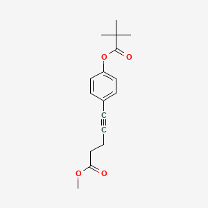 molecular formula C17H20O4 B8089947 Methyl 5-(4-(pivaloyloxy)phenyl)pent-4-ynoate 