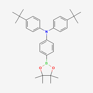 molecular formula C32H42BNO2 B8090037 4-(tert-Butyl)-N-(4-(tert-butyl)phenyl)-N-(4-(4,4,5,5-tetramethyl-1,3,2-dioxaborolan-2-yl)phenyl)aniline 