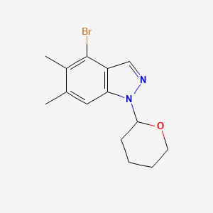 molecular formula C14H17BrN2O B8090081 4-Bromo-5,6-dimethyl-1-(tetrahydro-2H-pyran-2-yl)-1H-indazole 