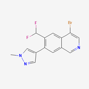 molecular formula C14H10BrF2N3 B8090184 4-Bromo-6-(difluoromethyl)-7-(1-methyl-1H-pyrazol-4-yl)isoquinoline 