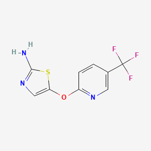 molecular formula C9H6F3N3OS B8090291 5-((5-(Trifluoromethyl)pyridin-2-yl)oxy)thiazol-2-amine 