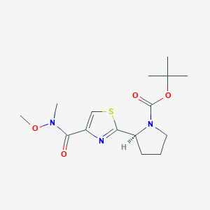 molecular formula C15H23N3O4S B8090306 tert-Butyl (S)-2-(4-(methoxy(methyl)carbamoyl)thiazol-2-yl)pyrrolidine-1-carboxylate 