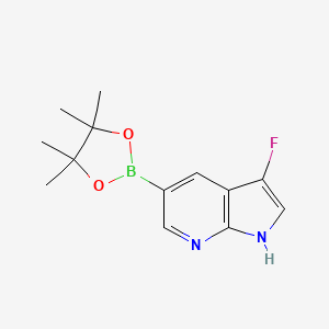 molecular formula C13H16BFN2O2 B8090307 3-Fluoro-5-(4,4,5,5-tetramethyl-1,3,2-dioxaborolan-2-YL)-1H-pyrrolo[2,3-B]pyridine 