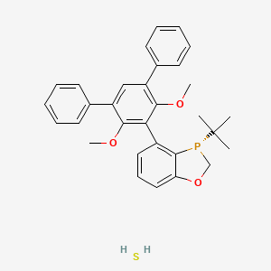 molecular formula C31H33O3PS B8090315 (3S)-3-tert-butyl-4-(2,6-dimethoxy-3,5-diphenylphenyl)-2H-1,3-benzoxaphosphole;sulfane 