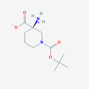 molecular formula C11H20N2O4 B8090349 (3R)-3-azaniumyl-1-[(2-methylpropan-2-yl)oxycarbonyl]piperidine-3-carboxylate 
