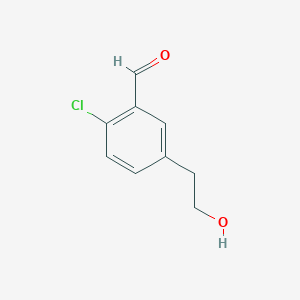 molecular formula C9H9ClO2 B8090382 2-Chloro-5-(2-hydroxyethyl)benzaldehyde 