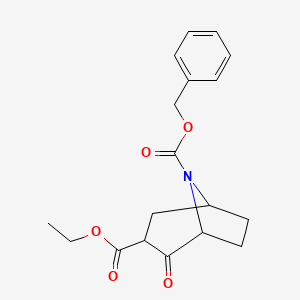 molecular formula C18H21NO5 B8090390 8-Benzyl 3-ethyl 2-oxo-8-azabicyclo[3.2.1]octane-3,8-dicarboxylate 