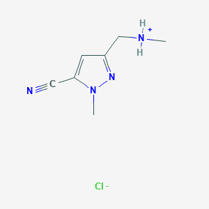 molecular formula C7H11ClN4 B8090437 (5-cyano-1-methyl-1H-pyrazol-3-yl)-N-methylmethanaminium chloride 