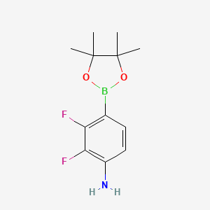 molecular formula C12H16BF2NO2 B8090465 2,3-Difluoro-4-(4,4,5,5-tetramethyl-1,3,2-dioxaborolan-2-yl)aniline 