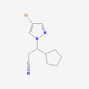 molecular formula C11H14BrN3 B8090483 3-(4-bromo-1H-pyrazol-1-yl)-3-cyclopentylpropanenitrile 