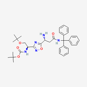 molecular formula C35H43N5O5 B8090600 tert-Butyl ((R)-1-(5-((R)-1-Amino-3-oxo-3-(tritylamino)propyl)-1,2,4-oxadiazol-3-yl)-2-(tert-butoxy)ethyl)carbamate 