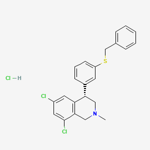 molecular formula C23H22Cl3NS B8090617 (S)-4-(3-(benzylthio)phenyl)-6,8-dichloro-2-methyl-1,2,3,4-tetrahydroisoquinoline hydrochloride 