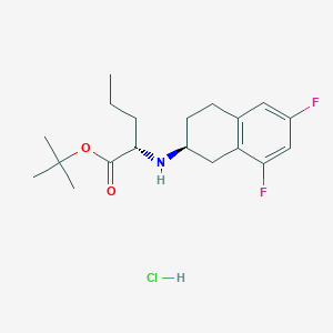 molecular formula C19H28ClF2NO2 B8090624 (S)-tert-butyl 2-(((S)-6,8-difluoro-1,2,3,4-tetrahydronaphthalen-2-yl)amino)pentanoate hydrochloride 