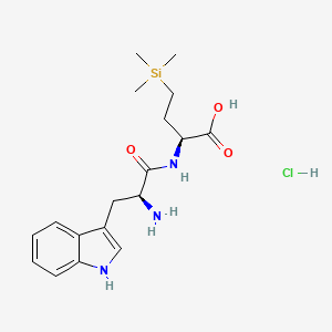molecular formula C18H28ClN3O3Si B8090669 (S)-2-((S)-2-amino-3-(1H-indol-3-yl)propanamido)-4-(trimethylsilyl)butanoic acid hydrochloride 