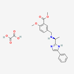 molecular formula C23H25N3O7 B8090673 Methyl (S)-2-methoxy-5-(((1-(4-phenyl-1H-imidazol-2-yl)ethyl)amino)methyl)benzoate oxalate 