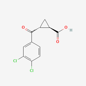 molecular formula C11H8Cl2O3 B8090680 (1R,2R)-2-(3,4-Dichlorobenzoyl)cyclopropane-1-carboxylic acid 
