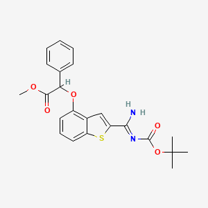 molecular formula C23H24N2O5S B8090735 (Z)-methyl 2-(2-(N'-(tert-butoxycarbonyl)carbamimidoyl)benzo[b]thiophen-4-yloxy)-2-phenylacetate 