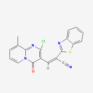molecular formula C19H11ClN4OS B8090748 (Z)-2-(benzo[d]thiazol-2-yl)-3-(2-chloro-9-methyl-4-oxo-4H-pyrido[1,2-a]pyrimidin-3-yl)acrylonitrile 