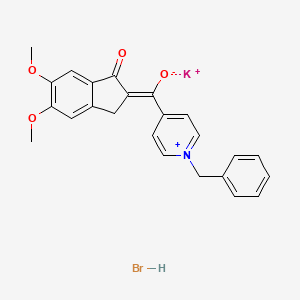 molecular formula C24H22BrKNO4+ B8090766 (Z)-(1-benzylpyridin-1-ium-4-yl)(5,6-dimethoxy-1-oxo-1H-inden-2(3H)-ylidene)methanolate, potassium salt (hydrobromide) 