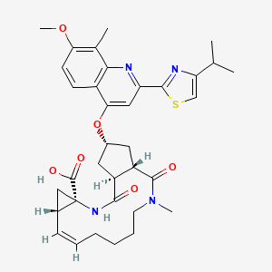 molecular formula C35H42N4O6S B8090898 (2S,3aS,11aS,12aR,14aS,Z)-2-((2-(4-isopropylthiazol-2-yl)-7-methoxy-8-methylquinolin-4-yl)oxy)-5-methyl-4,14-dioxo-1,2,3,3a,4,5,6,7,8,9,11a,12,12a,13,14,14a-hexadecahydrocyclopenta[c]cyclopropa[g][1,6]diazacyclotetradecine-12a-carboxylic acid 