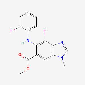 molecular formula C16H13F2N3O2 B8090910 methyl 4-fluoro-5-((2-fluorophenyl)amino)-1-methyl-1H-benzo[d]imidazole-6-carboxylate 