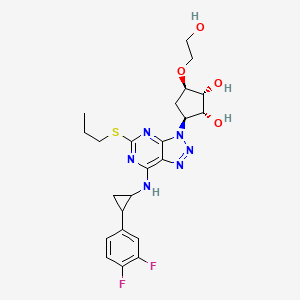 molecular formula C23H28F2N6O4S B8090924 (1R,2R,3S,5R)-3-(7-((2-(3,4-difluorophenyl)cyclopropyl)amino)-5-(propylthio)-3H-[1,2,3]triazolo[4,5-d]pyrimidin-3-yl)-5-(2-hydroxyethoxy)cyclopentane-1,2-diol 