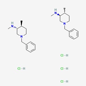 molecular formula C28H48Cl4N4 B8090927 (3R,4S)-1-benzyl-N,4-dimethylpiperidin-3-amine;(3S,4R)-1-benzyl-N,4-dimethylpiperidin-3-amine;tetrahydrochloride 