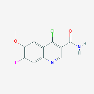 molecular formula C11H8ClIN2O2 B8090938 4-Chloro-7-iodo-6-methoxyquinoline-3-carboxamide 