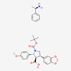 molecular formula C32H38N2O7 B8090942 (R)-1-phenylethanamine (2R,3R,4S)-4-(benzo[d][1,3]dioxol-5-yl)-1-(tert-butoxycarbonyl)-2-(4-methoxyphenyl)pyrrolidine-3-carboxylate 