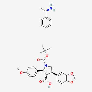 molecular formula C32H38N2O7 B8090943 (R)-1-phenylethanamine (2S,3S,4R)-4-(benzo[d][1,3]dioxol-5-yl)-1-(tert-butoxycarbonyl)-2-(4-methoxyphenyl)pyrrolidine-3-carboxylate 