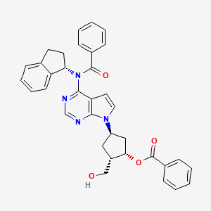 molecular formula C35H32N4O4 B8090965 (1S,2S,4R)-4-(4-(N-((S)-2,3-dihydro-1H-inden-1-yl)benzamido)-7H-pyrrolo[2,3-d]pyrimidin-7-yl)-2-(hydroxymethyl)cyclopentyl benzoate 
