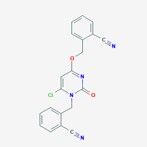 molecular formula C20H13ClN4O2 B8090999 2-(((6-Chloro-1-(2-cyanobenzyl)-2-oxo-1,2-dihydropyrimidin-4-yl)oxy)methyl)benzonitrile 