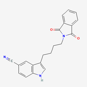 molecular formula C21H17N3O2 B8091005 3-(4-(1,3-dioxoisoindolin-2-yl)butyl)-1H-indole-5-carbonitrile 