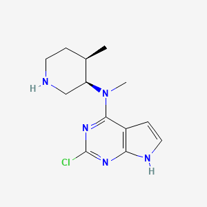 molecular formula C13H18ClN5 B8091038 2-chloro-N-methyl-N-((3R,4R)-4-methylpiperidin-3-yl)-7H-pyrrolo[2,3-d]pyrimidin-4-amine 