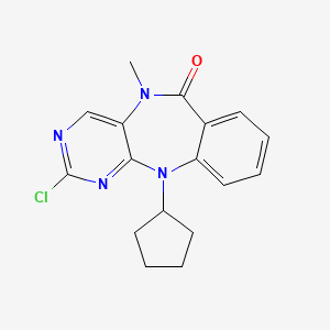 molecular formula C17H17ClN4O B8091051 2-chloro-11-cyclopentyl-5-methyl-5H-benzo[e]pyrimido[5,4-b][1,4]diazepin-6(11H)-one 