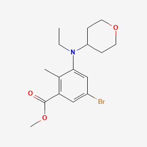 molecular formula C16H22BrNO3 B8091083 methyl 5-bromo-3-(ethyl(tetrahydro-2H-pyran-4-yl)amino)-2-methylbenzoate 