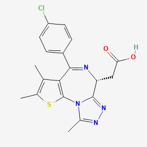 molecular formula C19H17ClN4O2S B8091090 6H-Thieno[3,2-f][1,2,4]triazolo[4,3-a][1,4]diazepine-6-acetic acid, 4-(4-chlorophenyl)-2,3,9-trimethyl-, (6R)- CAS No. 202592-24-3