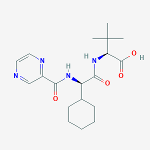 molecular formula C19H28N4O4 B8091152 (S)-2-((R)-2-cyclohexyl-2-(pyrazine-2-carboxamido)acetamido)-3,3-dimethylbutanoic acid 