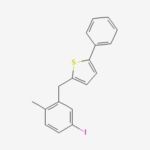 molecular formula C18H15IS B8091182 2-(5-Iodo-2-methylbenzyl)-5-phenylthiophene 