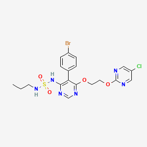 molecular formula C19H20BrClN6O4S B8091202 N-[5-(4-Bromophenyl)-6-[2-[(5-chloro-2-pyrimidinyl)oxy]ethoxy]-4-pyrimidinyl]-N'-propylsulfamide 