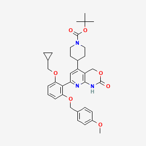 molecular formula C35H41N3O7 B8091213 tert-butyl 4-(7-(2-(cyclopropylmethoxy)-6-((4-methoxybenzyl)oxy)phenyl)-2-oxo-2,4-dihydro-1H-pyrido[2,3-d][1,3]oxazin-5-yl)piperidine-1-carboxylate 