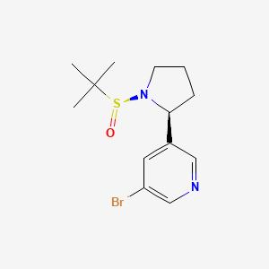molecular formula C13H19BrN2OS B8091222 3-bromo-5-((S)-1-((S)-tert-butylsulfinyl)pyrrolidin-2-yl)pyridine 