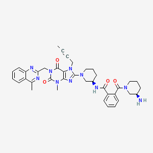 molecular formula C38H42N10O4 B8091237 2-((R)-3-aminopiperidine-1-carbonyl)-N-((R)-1-(7-(but-2-yn-1-yl)-3-methyl-1-((4-methylquinazolin-2-yl)methyl)-2,6-dioxo-2,3,6,7-tetrahydro-1H-purin-8-yl)piperidin-3-yl)benzamide 