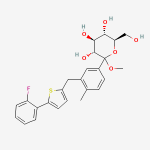 molecular formula C25H27FO6S B8091262 (3R,4S,5S,6R)-2-(3-((5-(2-fluorophenyl)thiophen-2-yl)methyl)-4-methylphenyl)-6-(hydroxymethyl)-2-methoxytetrahydro-2H-pyran-3,4,5-triol 