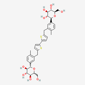 molecular formula C36H42O10S2 B8091312 (2R,2'R,3S,3'S,4R,4'R,5R,5'R,6S,6'S)-6,6'-(([2,2'-bithiophene]-5,5'-diylbis(methylene))bis(4-methyl-3,1-phenylene))bis(2-(hydroxymethyl)tetrahydro-2H-pyran-3,4,5-triol) 