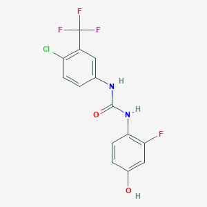 molecular formula C14H9ClF4N2O2 B8091328 1-(4-Chloro-3-(trifluoromethyl)phenyl)-3-(2-fluoro-4-hydroxyphenyl)urea 